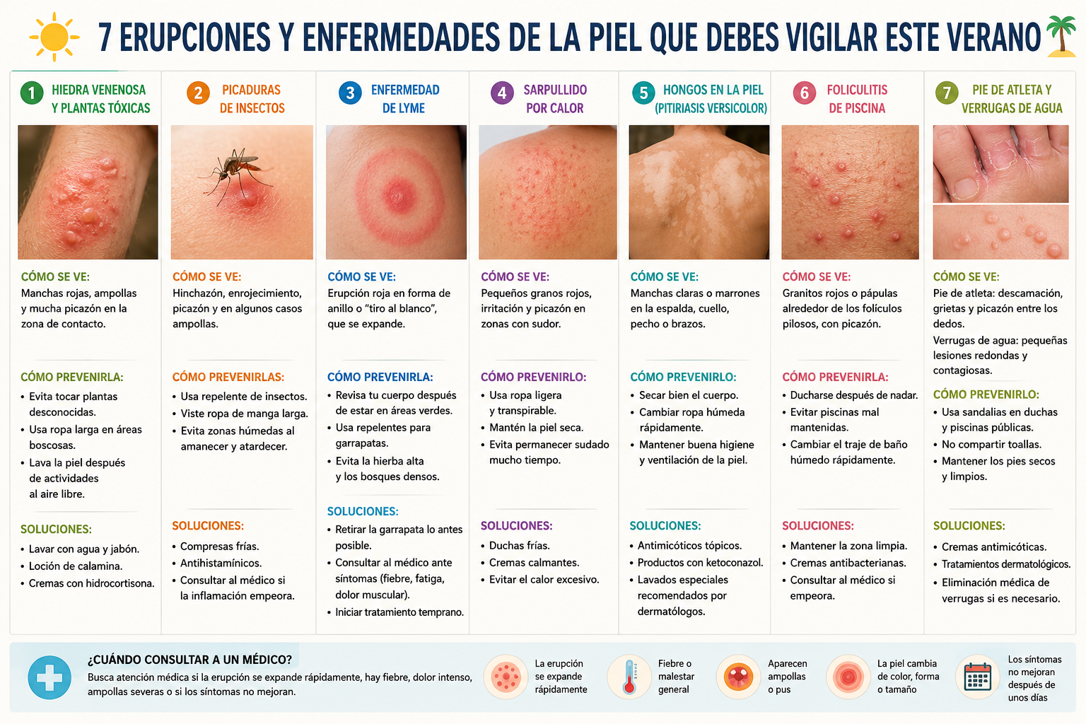 erupciones en la piel en el verano 