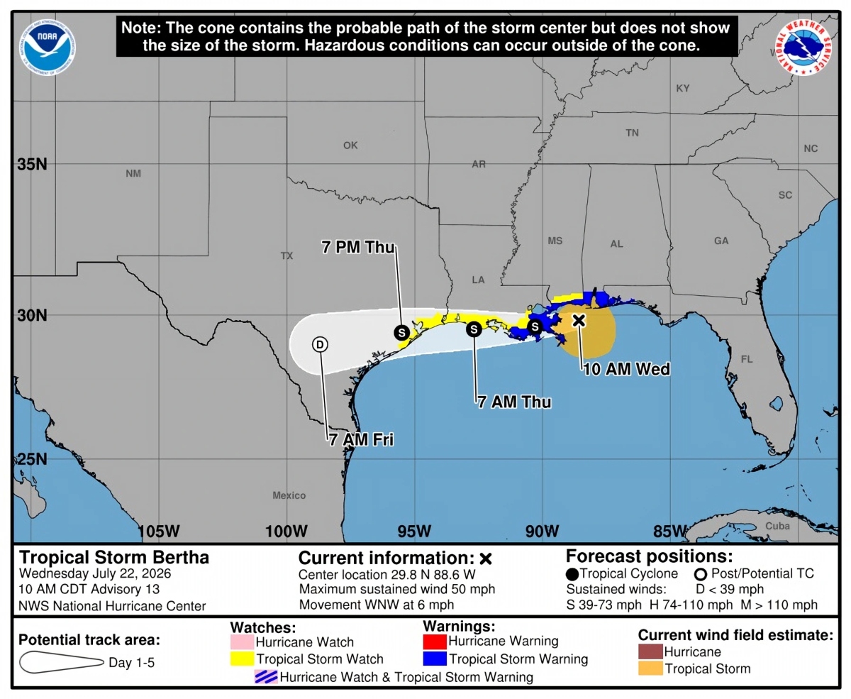 Bertha pone en alerta a EEUU