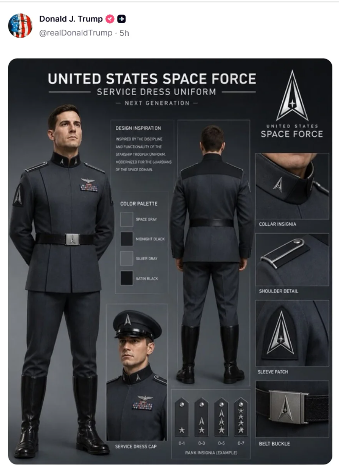 Trump Reveals Possible Space Force Uniform, Sparking Design Controversy